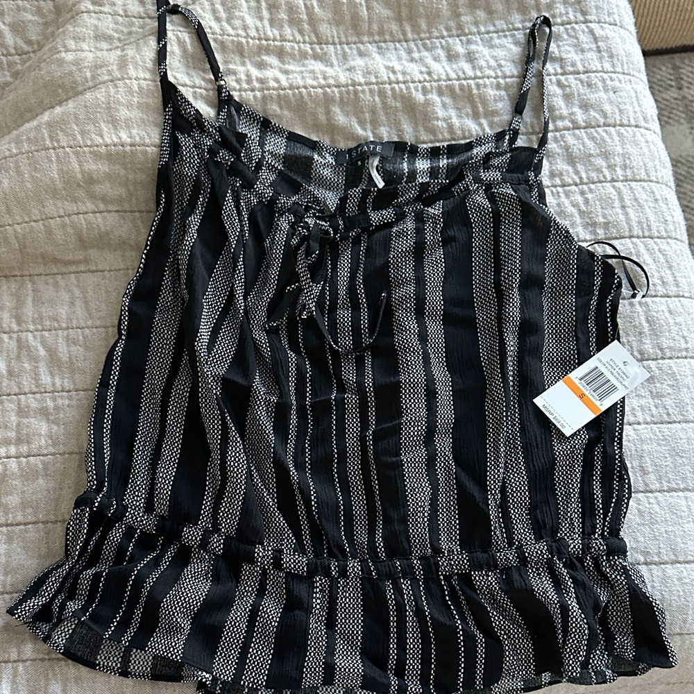 1. State Black and White Striped Camisole